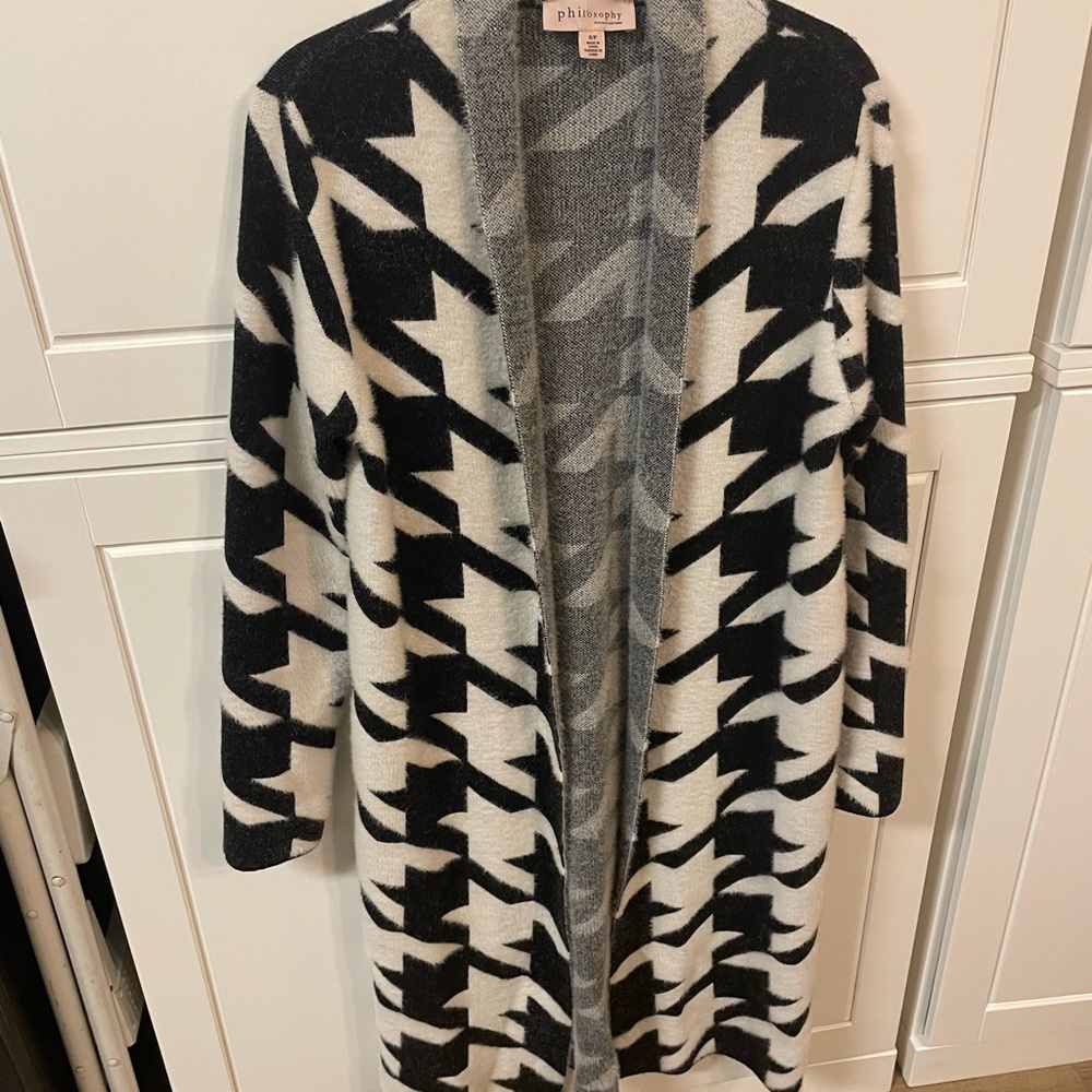 Philosophy Black and White open front cardigan